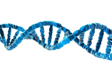 Science and medicine concept. Blue DNA isolated on white background.