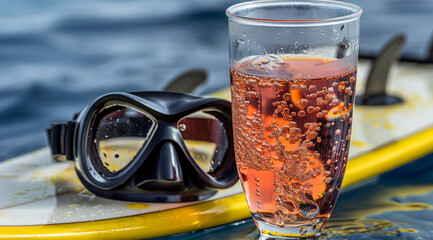 diving mask on the beach