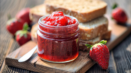 strawberry jam on a table