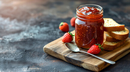 strawberry jam on a table