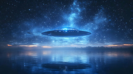 UFO Over Water at Night.