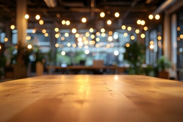 Fototapeta premium Blurred Bokeh Lights in Modern Office Interior Background for Design and Promotion