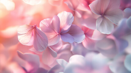 Fototapeta premium Soft Pink Hydrangea Petals in Bloom