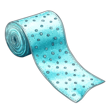 blue dotted bandage roll watercolor clip art preview