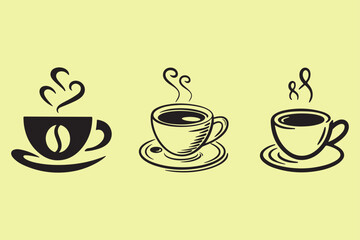 Obraz premium Coffee Cup Line Art Collection Elegant Beverage Icons vector illustration.