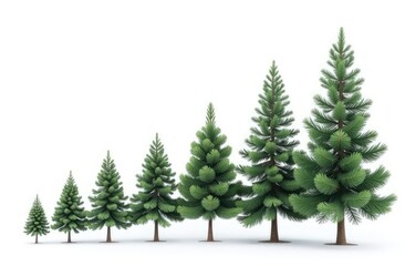Obraz premium A row of Christmas trees from small to tall. The concept of the new year