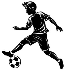Naklejka premium boy kick soccer silhouette vector