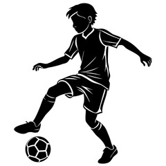 Naklejka premium boy kick soccer silhouette vector