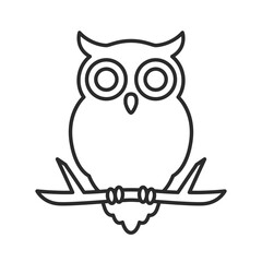 Owl line icon. Owl on tree vector illustration.