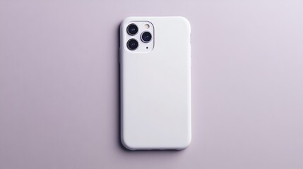 A white smartphone with a camera lens on a white background.
