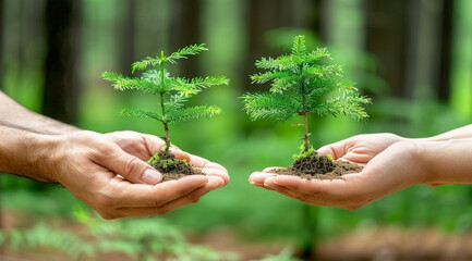hands holding a plant