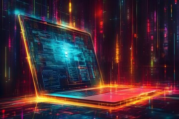 Vibrant Futuristic Digital Technology Concept for Online Education and E learning Courses