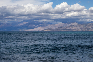 Ionic sea and Albanian mountains, Corfu, Greece