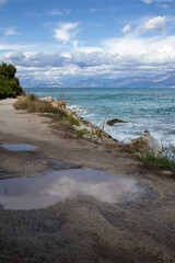 Rocky part of the coast of Ionian sea, Corfu, Greece