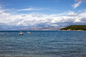 Ionic sea and Albanian mountains, Corfu, Greece