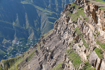 Ledges of rocks near the village of Goor, Republic of Dagestan, Russia