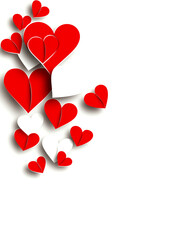 A collection of hearts in various sizes and positions, with some overlapping and others not. Concept of love and affection