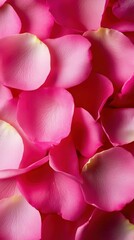 Obraz premium Vibrant pink rose petals overlapping on a textured surface, creating a soft and romantic aesthetic.