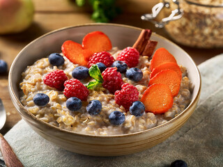 Healthy cereal bowl with fruits