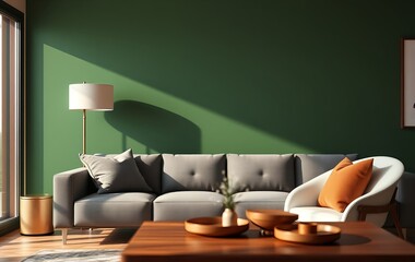 Embracing Nature: A Green Palette in Modern Living Room Design