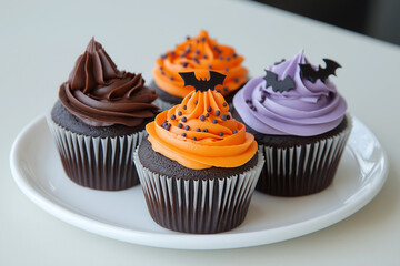 Colorful Halloween themed cupcakes. Trick or treat