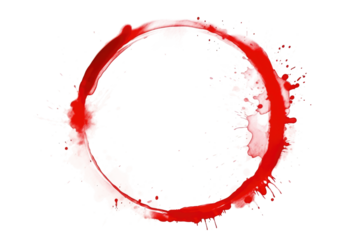 red watercolor ring stain splash isolated on white or transparent png