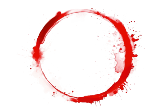 red watercolor ring stain splash isolated on white or transparent png