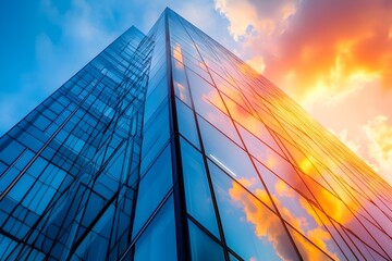 Magnificent Architectural Masterpiece Reflects the Fiery Sunset Sky