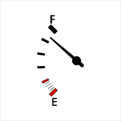 Fuel indicators gas meter. Gauge vector tank full icon. Car dial petrol gasoline dashboard.