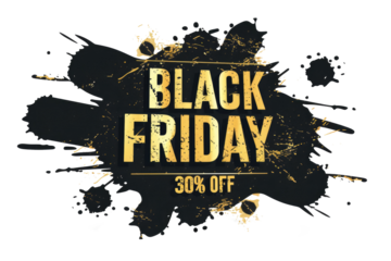 Black Friday special offer 30% off sign lable isolated on white or transparent png