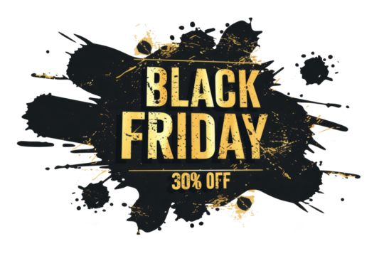 Black Friday special offer 30% off sign lable isolated on white or transparent png - Powered by Adobe