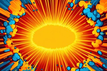 Colorful explosion effect with vibrant rays and dynamic smoke, ideal for backgrounds or creative designs.