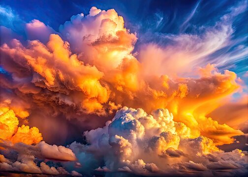 Majestic Cirriform Clouds Illuminated by Sunlight Against a Clear Blue Sky Creating Serene Atmosphere