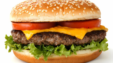 Closeup of a Delicious Cheeseburger.