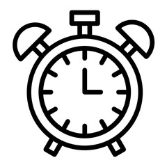 Alarm Clock Vector Line Icon Design
