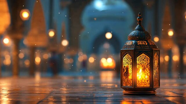 Beautiful shiny mosque and ramadan islamic culture icon