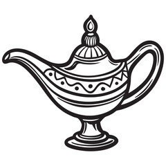 Stylized vector illustration of an oriental teapot on a high stand