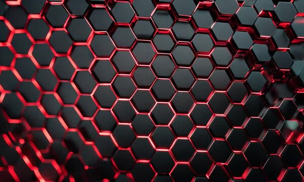 Modern dark hexagonal carbon fiber with red glowing lines