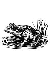 Frog | Tadpole | Pond Animal | Tailless Amphibians | Wildlife | Peeking Frog | Froglet | Bullfrog | Original Illustration | Vector and Clipart | Cutfile and Stencil