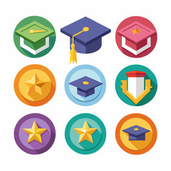 3D Graduation Honors Icon on White Background - Celebrating Academic Achievement in EPS Format