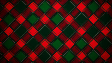 Red and green plaid pattern, traditional Christmas textile background

