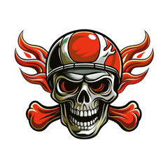Fototapeta premium teschio col casco rosso 02