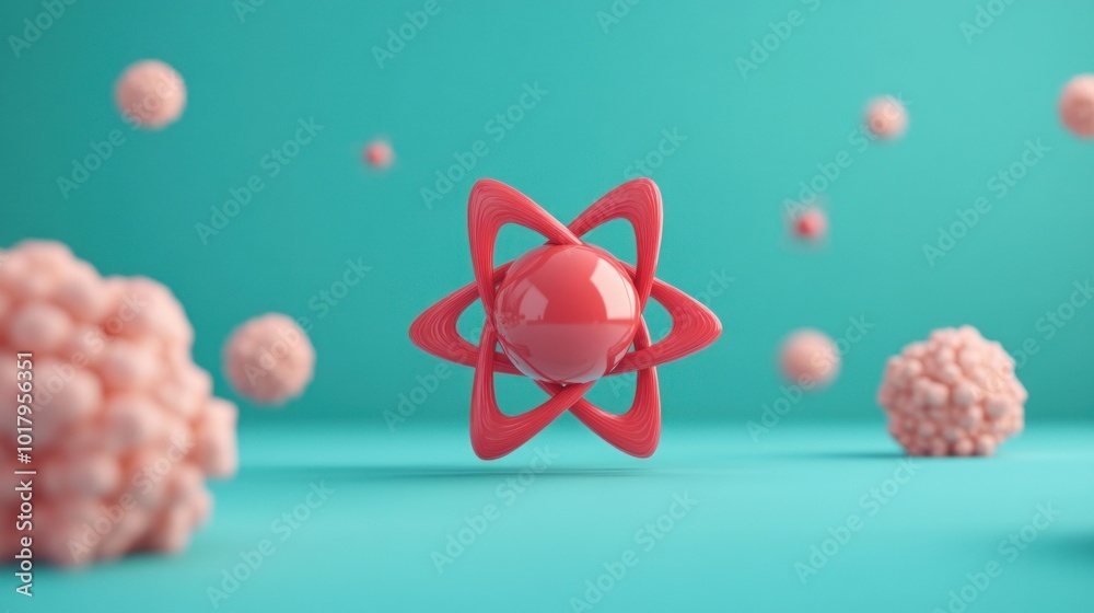 Aufkleber Exploring Molecular Structures A Vibrant Representation of Atoms and Cells in 3D Design