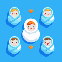 3D Baby Wrapped in a Blanket on White Background - Cozy EPS Design
