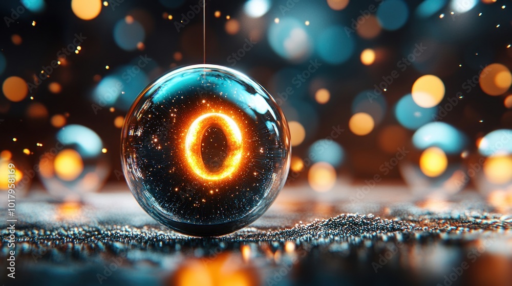 Poster illuminated sphere with energetic glow a vision of light and reflection