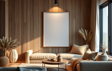 Obraz premium A Virtual Tour of Modern Living Room Design in 3D