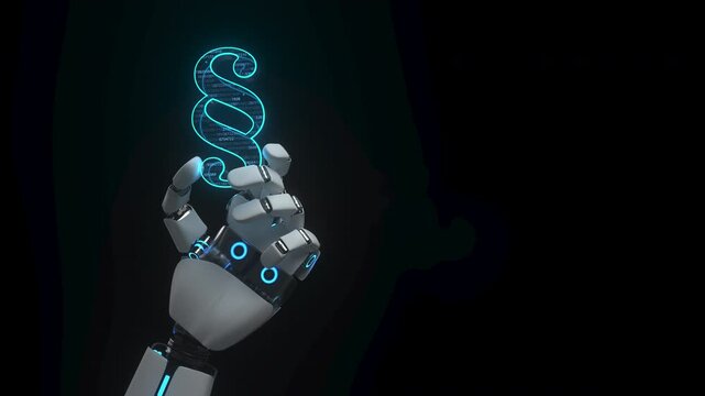 4k 3D Rendering Video Humanoid Robot Hand Paragraph. ProRes 4444.