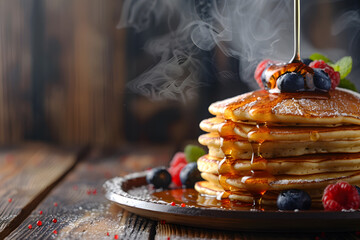 pancake with chocolate and honey