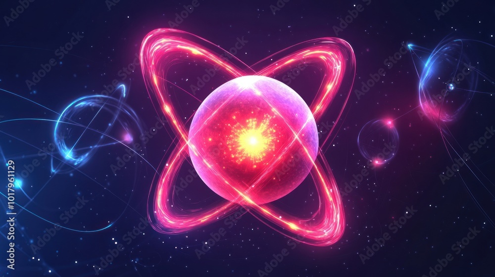 Poster Exploring the Mysteries of Atomic Structure and Quantum Physics in the Universe's Composition
