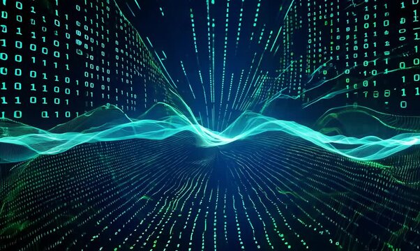 3D Abstract Digital Binary Code Network Animation